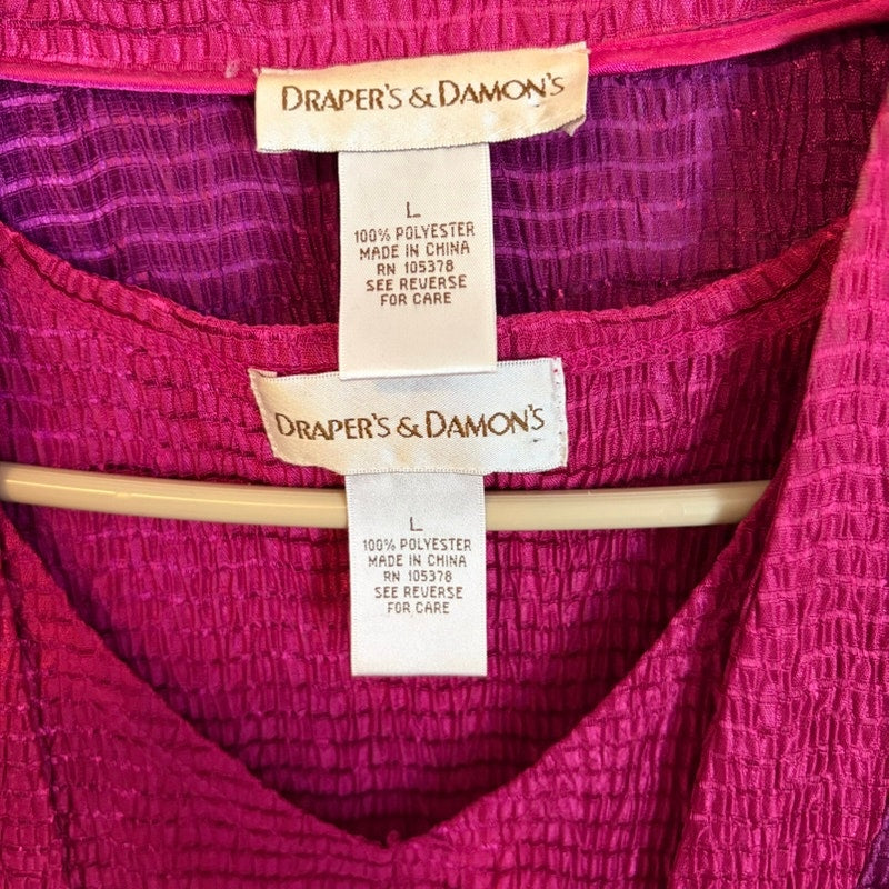 Draper's & Damon's L Pink Purple 3PC Tank Cardigan Pants Set Estate
