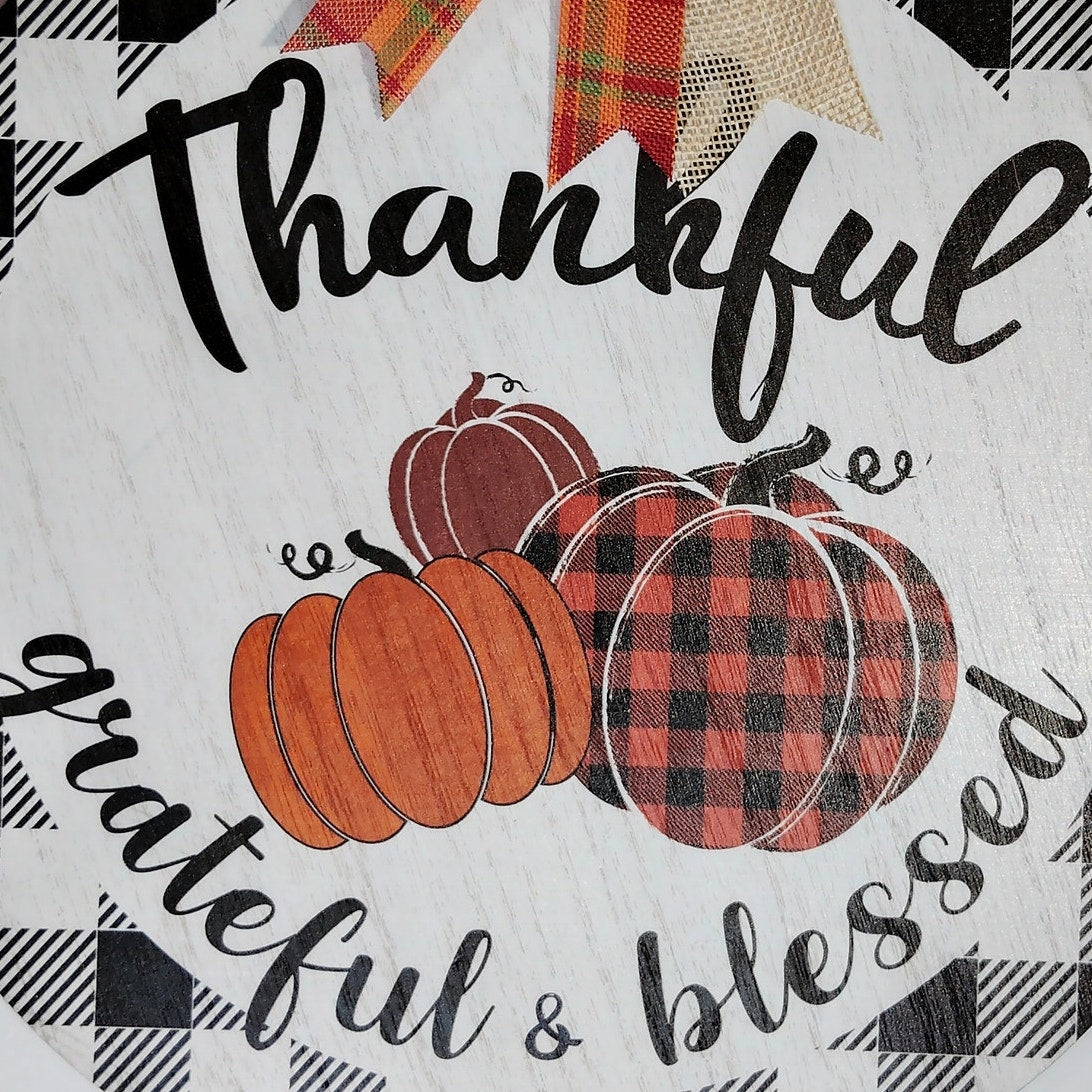 Reversible Hanging Wood Sign Round Rustic Double‑Sided Home Decor 11-3/4 in.D