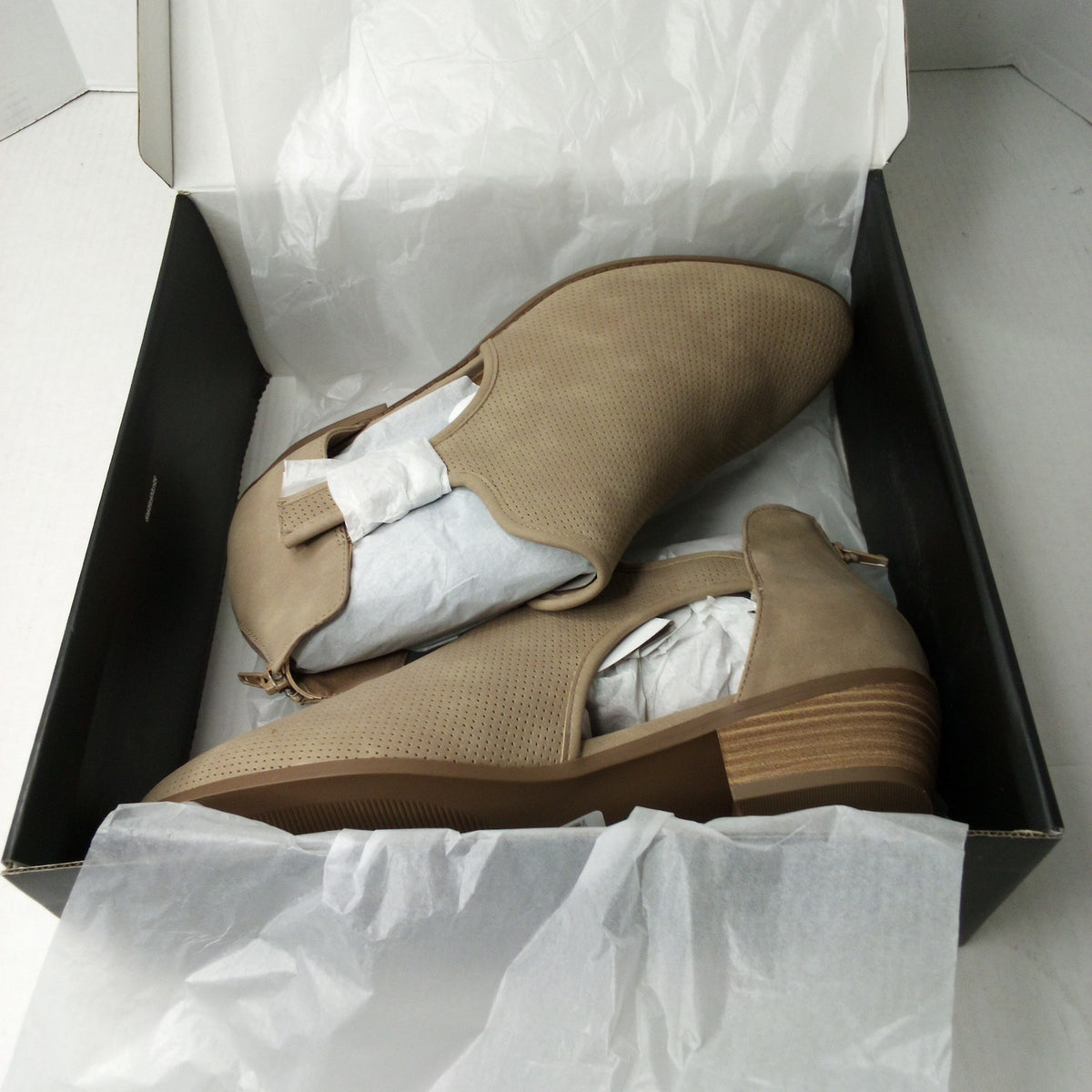 Lane Bryant Taupe Perforated Block Heel Shooties 12W Wide Ankle Booties New