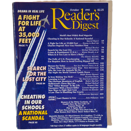 Vintage Reader's Digest October 1995 - A Fight for Life at 35,000 Feet