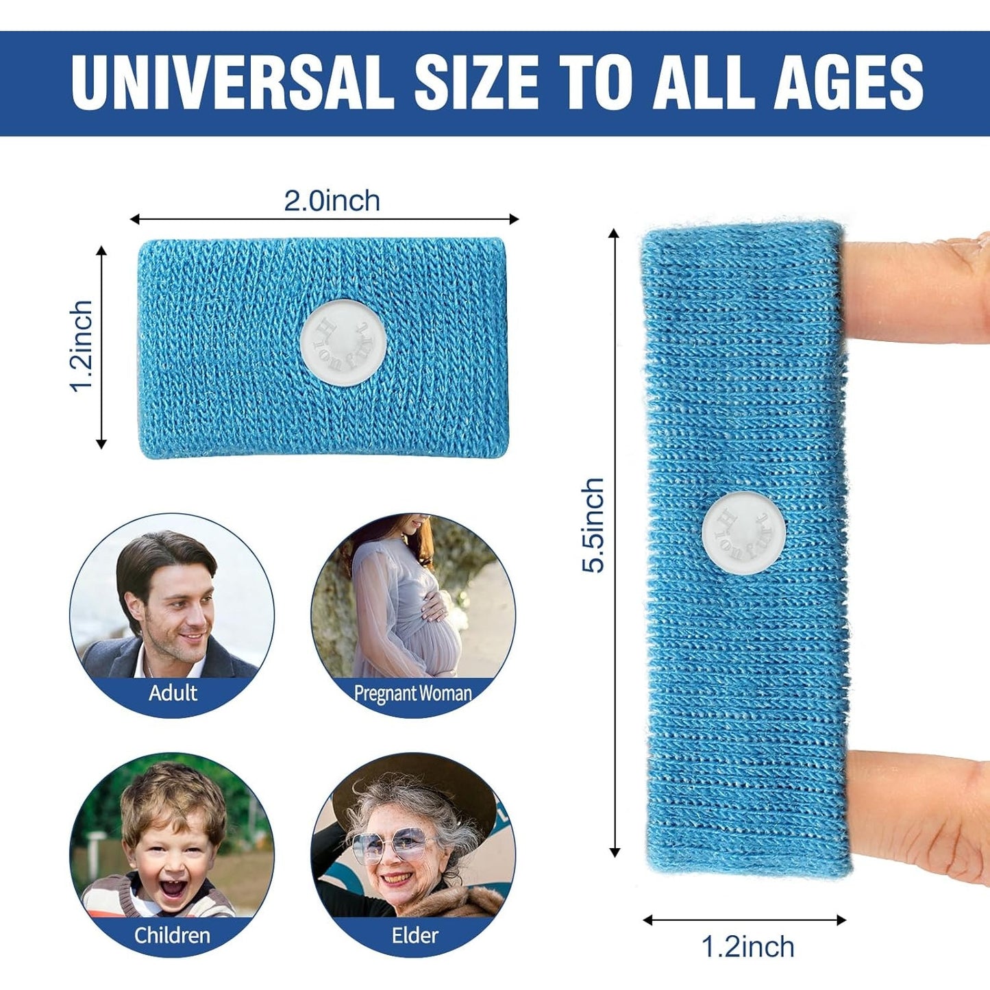 2-Pair Motion Sickness Bands Anti-Nausea Wristbands for Adults & Kids, Blue