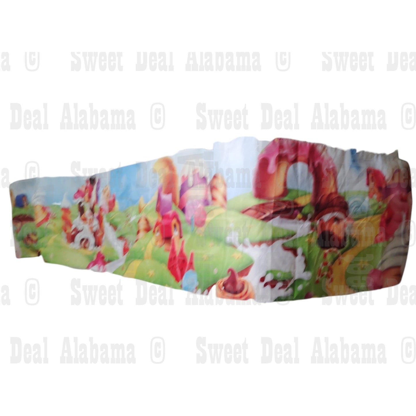 Cartoon Candy Castle Indoor/Outdoor Banner 118” x 20” Candyland Lollipop Rainbow