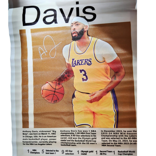 16x24" Anthony Davis Los Angeles Lakers Canvas Print Poster – Basketball Wall Art (Unframed)