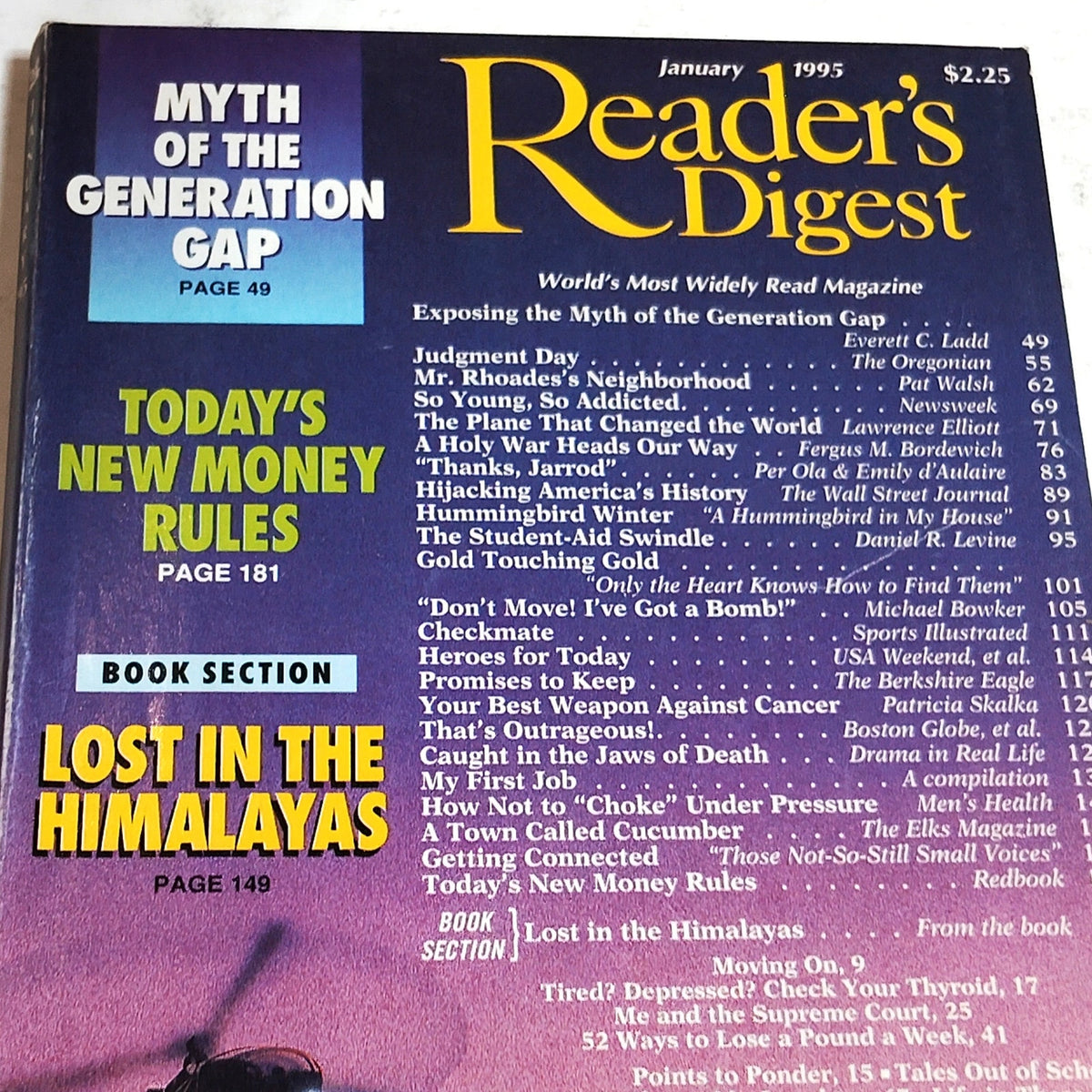 Vintage Reader's Digest January 1995 Magazine - Lost in the Himalayas