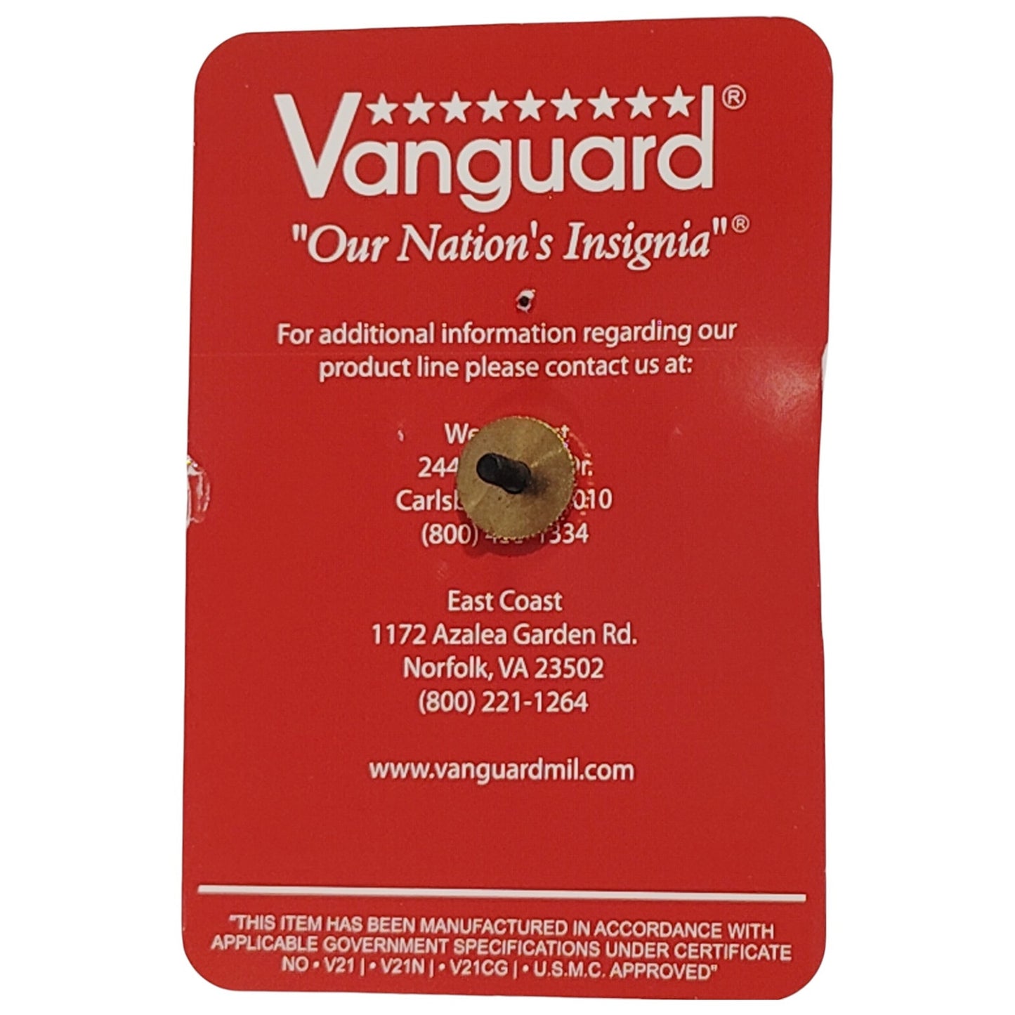 Marine Corps Service Cap Device – Officer Grade – Black Metal – 1-5/8" x 1-5/8"