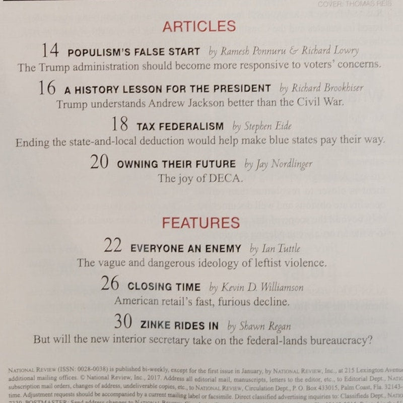 National Review May 29 2017 Roots of Left-Wing Violence Antifa Magazine