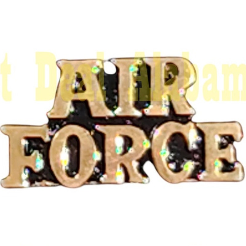 Text "Air Force" USAF Hat, Lapel, Vest Novelty Collectors Pin 1"W x 9/16"H