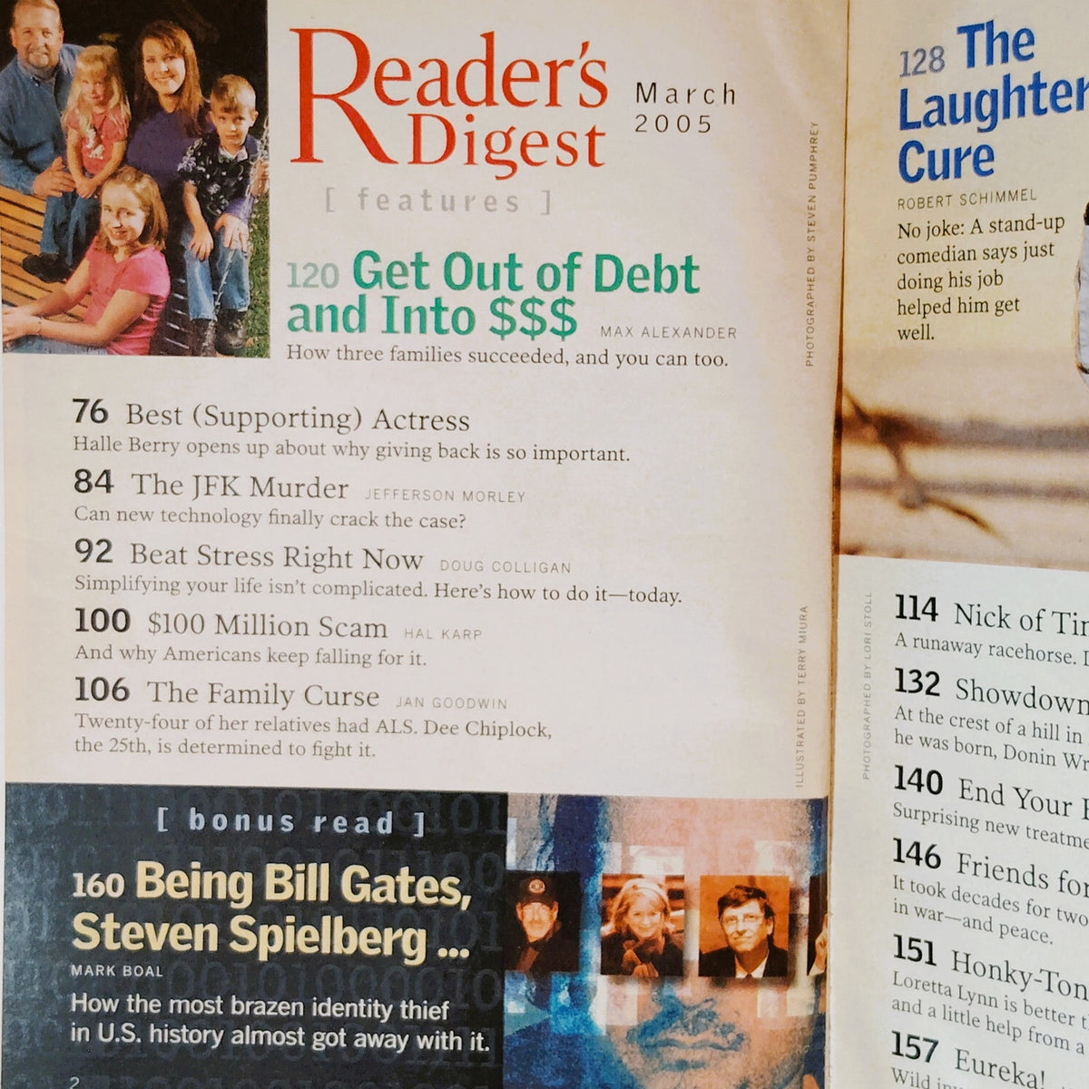 Reader's Digest March 2005 JFK Murder Clues Halle Berry Laughter Cure