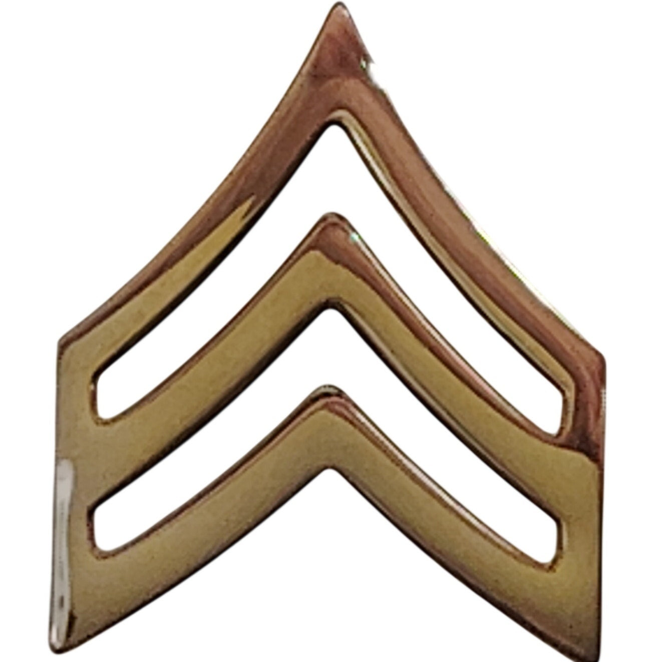 U.S. Army Sergeant (E‑5) Gold Rank Insignia – Novelty Pin – 13/16" × 1"