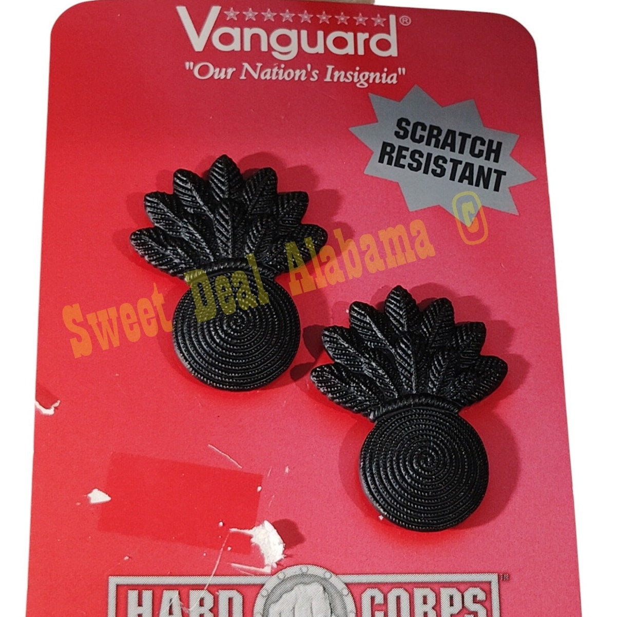 Vanguard Collar Device Pin Set: Gunner, 1-1/4"H x 1"W, Subdued Black, Hat Pin
