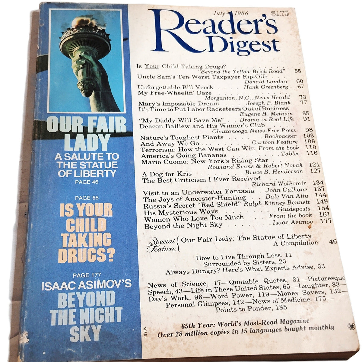 Reader's Digest July 1986 Magazine - Statue of Liberty Our Fair Lady Vintage