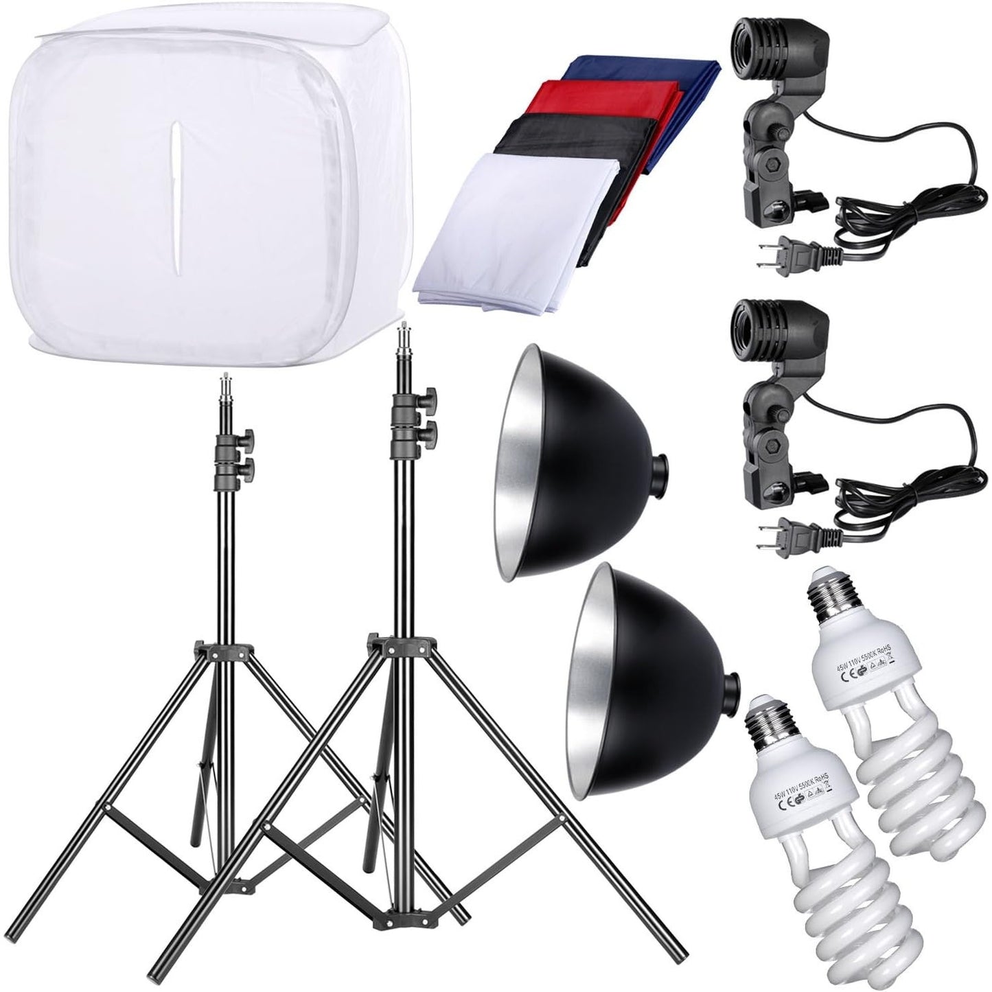 32x32" Photography Shooting Tent Kit, 400W 5500K Lights 4 Backgrounds
