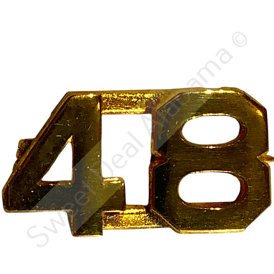 c.1940's  Numeric "48", Brass Military C-Clasp Hat / Lapel / Collar Pin 3/8"H