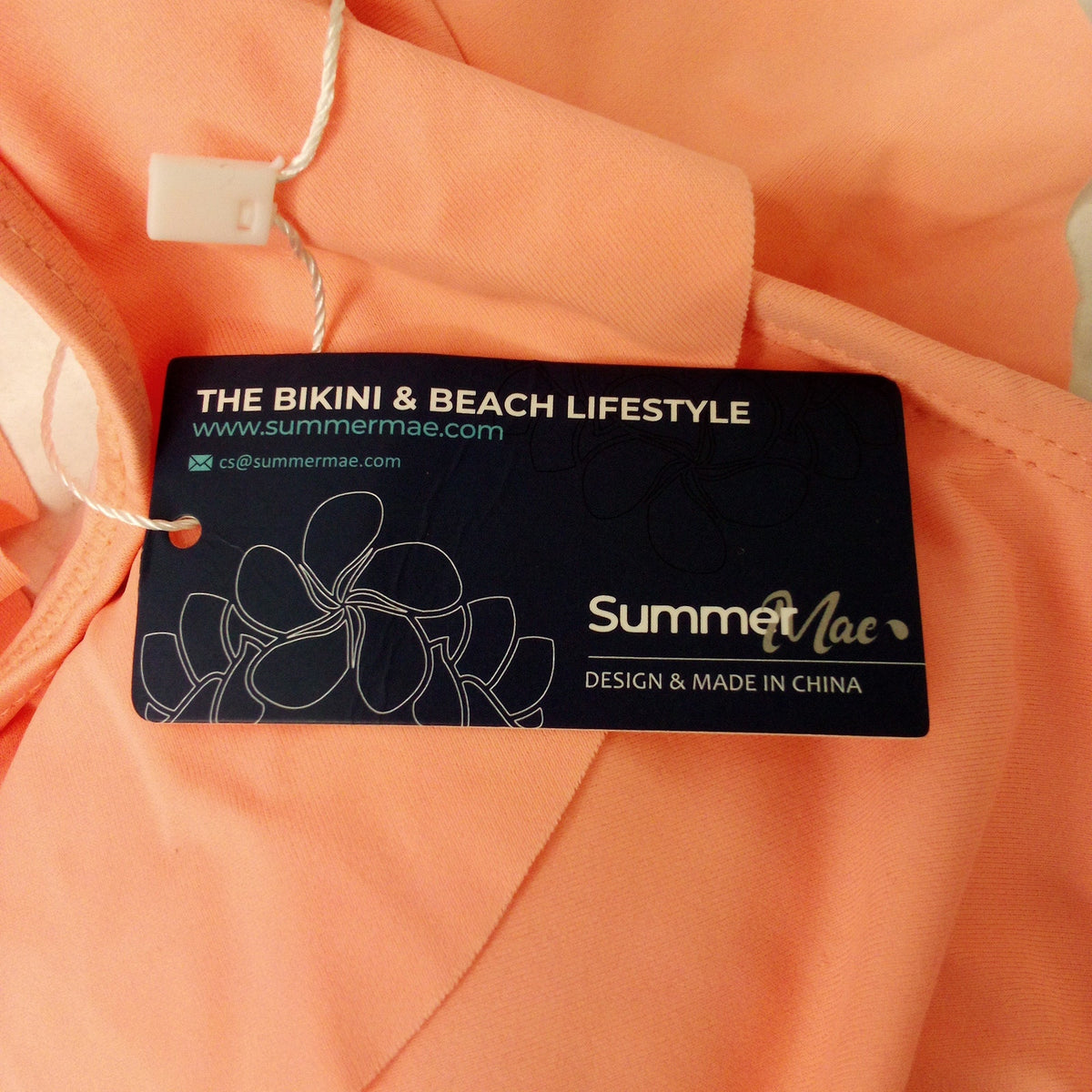 Summer Mae Women's Ruffle Bikini Top Coral Size L Halter Swimwear Beach