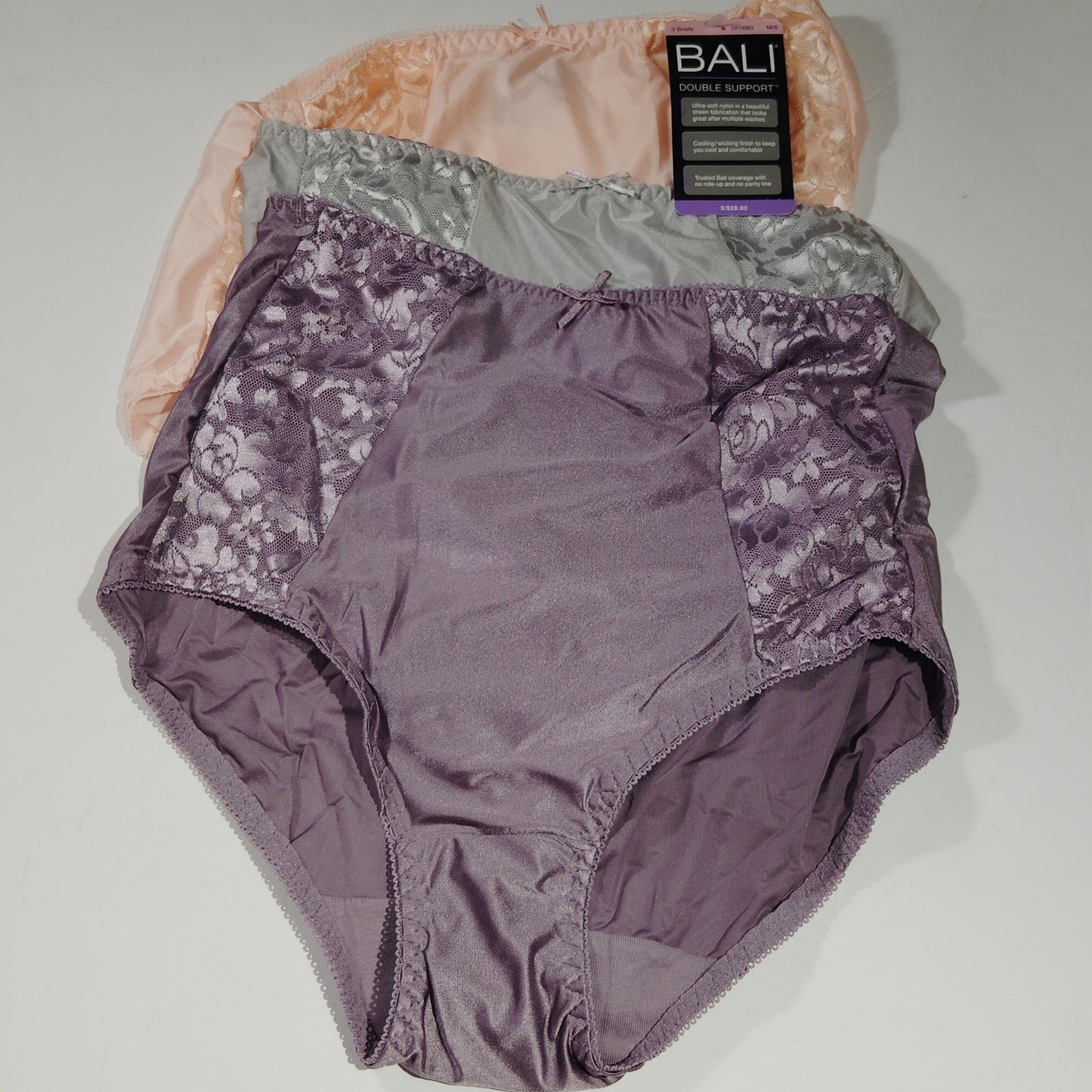 Bali Double Support Brief Panty Set – 3 Pack – Size M/6 - Multi-Colors