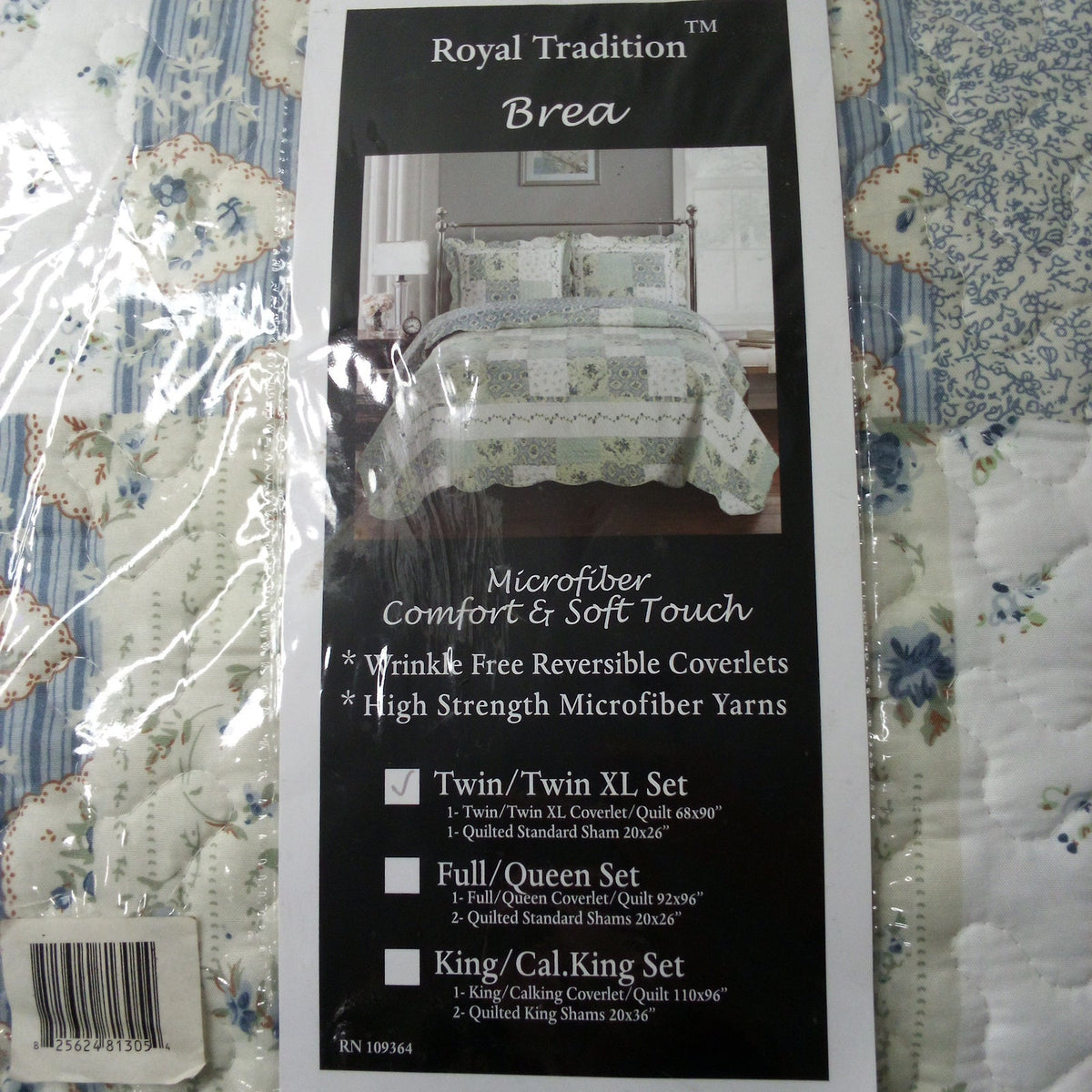 Royal Tradition Brea Twin/Twin XL Reversible Microfiber Quilt Set Blue Floral