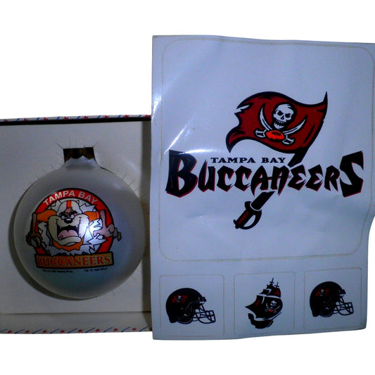 Rare Vintage 1994 Looney Tunes Tampa Bay Buccaneers Ornament & Vinyl Stickers