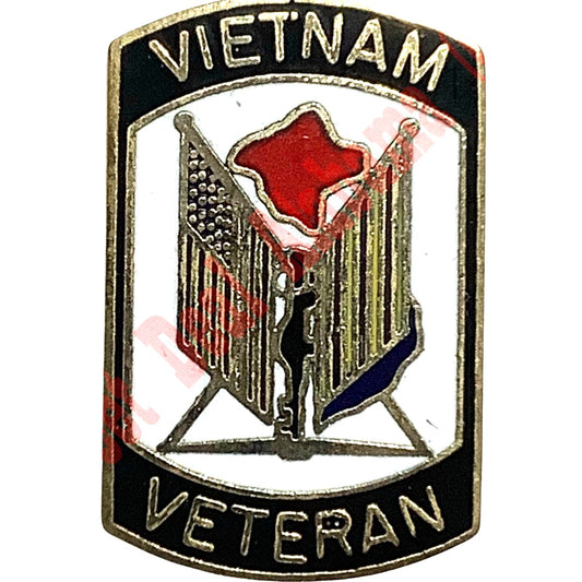 Vietnam Veteran Shield -U.S. and Vietnam Flags - Hat, Lapel Pin 1-1/8"H x 3/4"W
