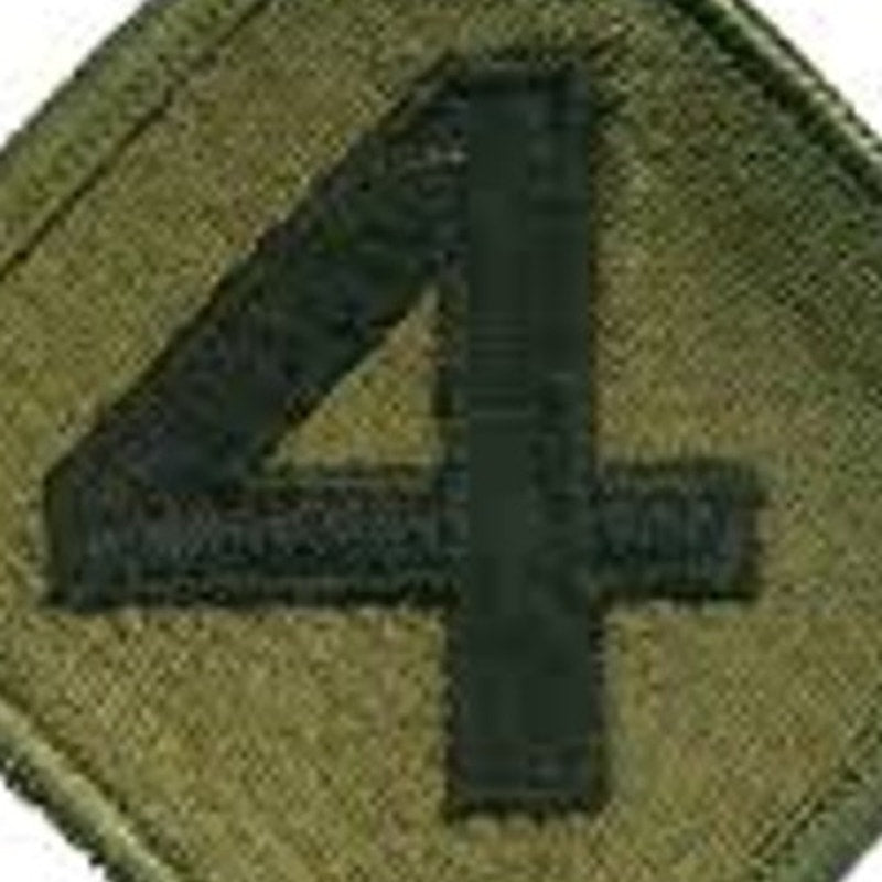 USMC 4th Marine Division Patch Subdued OD Green 3‑3/8" × 3‑3/8" Sew‑On