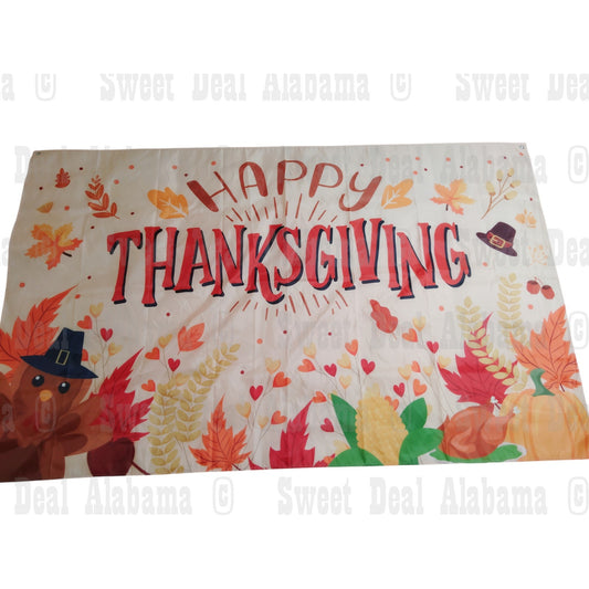 Festive "Happy Thanksgiving" Backdrop Banner 70” x 43” Thanksgiving Party Décor