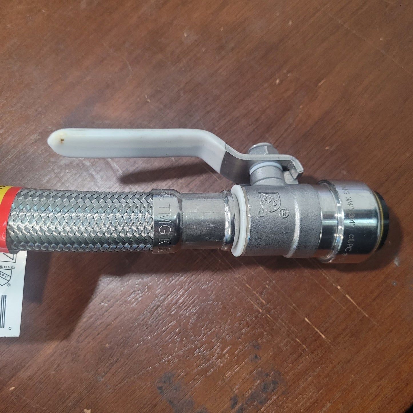 3/4" PTC × 3/4" FIP × 18" Braided Stainless Water Heater Connector w/ Ball Valve