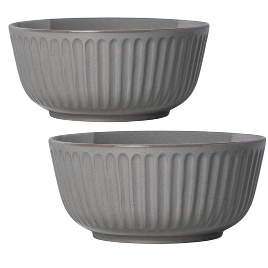 2-PK Fluted Stoneware Serve Bowls Gray Hearth & Hand with Magnolia, Large 9.75"D