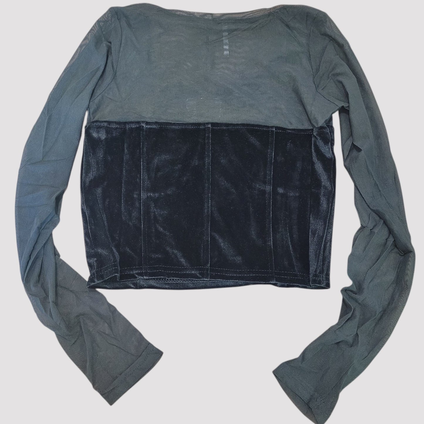 Poof Apparel Women’s Black Mesh Velvet Crop Top – Medium