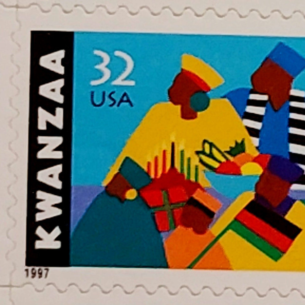 Block of 8 – 1997 USA 32¢ Kwanzaa MNH Scott 3175 – First Kwanzaa Stamp