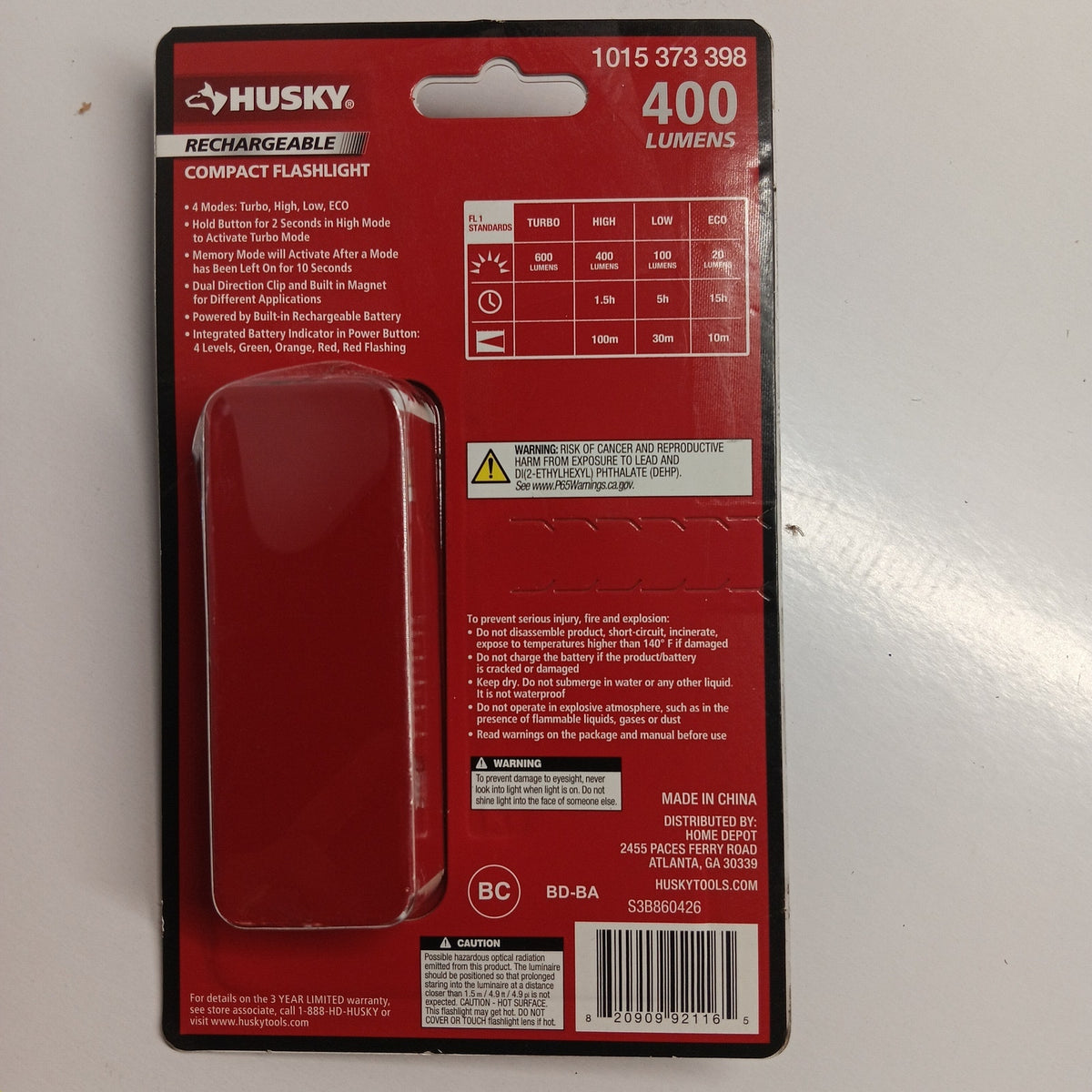 Husky 400 Lumens Rechargeable Compact EDC Flashlight USB-C Magnetic Clip