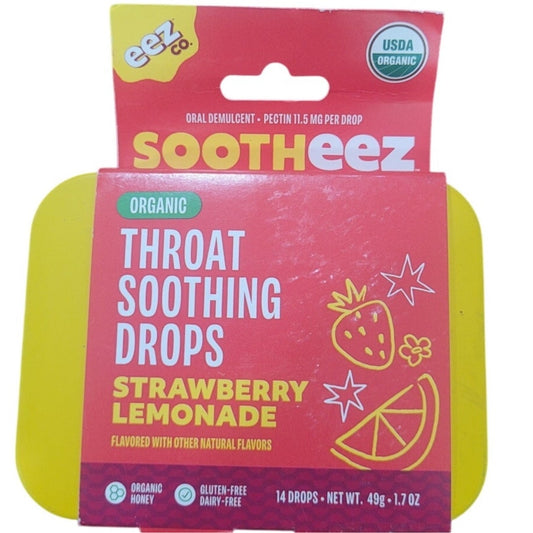 Eez Co. Sootheez Organic Throat Soothing Drops – Strawberry Lemonade – 14ct – Clean Label Certified