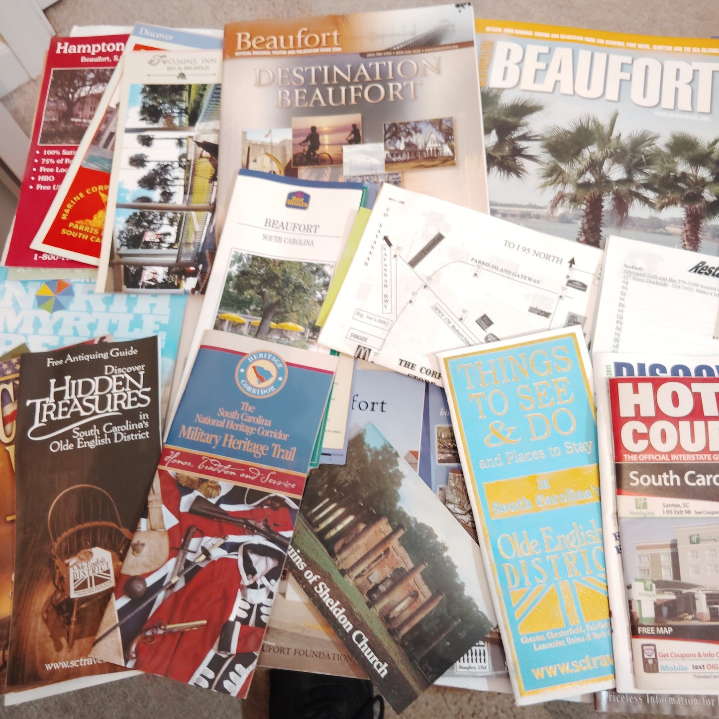 South Carolina Travel Ephemera: Beaufort, Columbia, Lowcountry Guides 2010s 5 lb