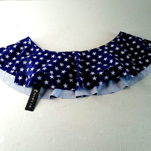 Tempt Me Star Ruffle Flounce Bandeau Bikini Top Blue White M (8-10)