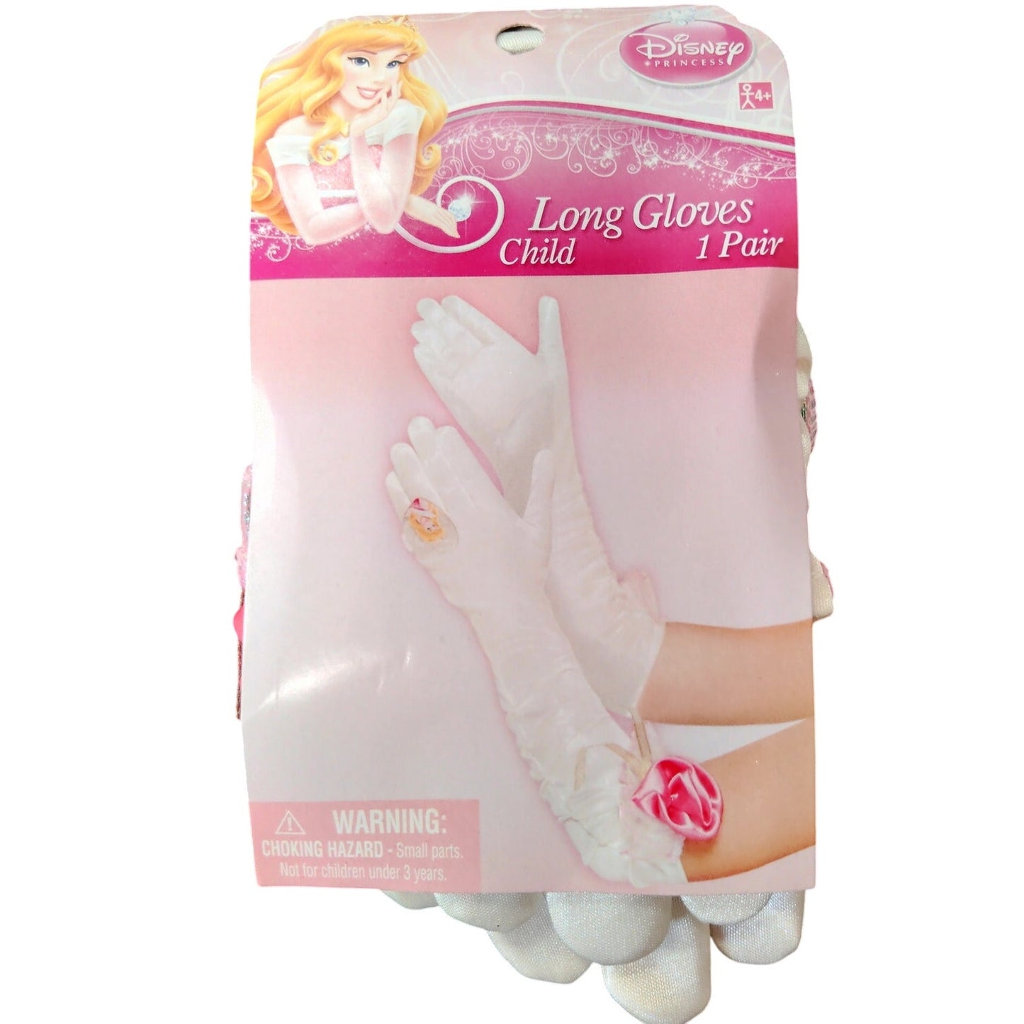AMSCAN Long Aurora Gloves Halloween Costume White - Disney Princess Accessory