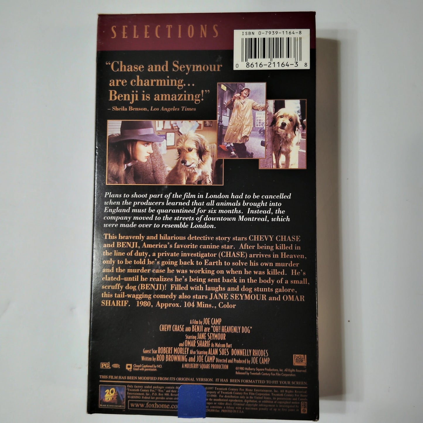 Oh Heavenly Dog VHS 1997 Chevy Chase Jane Seymour Orion Comedy Fantasy