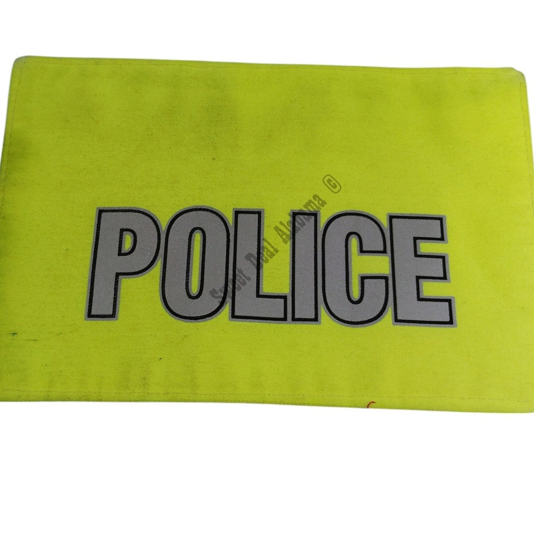 Hi-Vis Yellow Neon Reflective Police Patch Panel w/ Hook & Loop, 7-5/8"W x 5"H