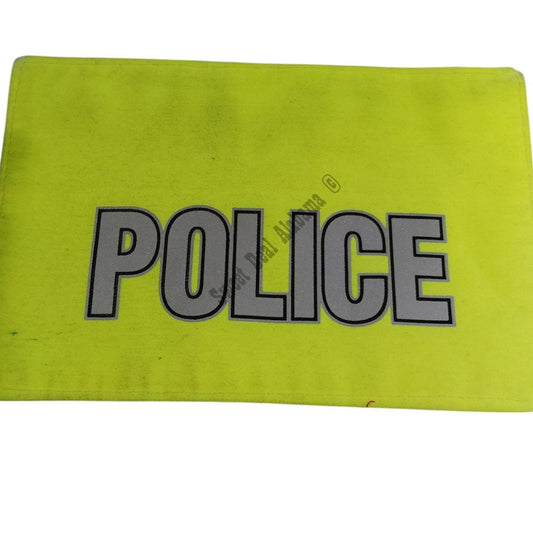 Hi-Vis Yellow Neon Reflective Police Patch Panel w/ Hook & Loop, 7-5/8"W x 5"H