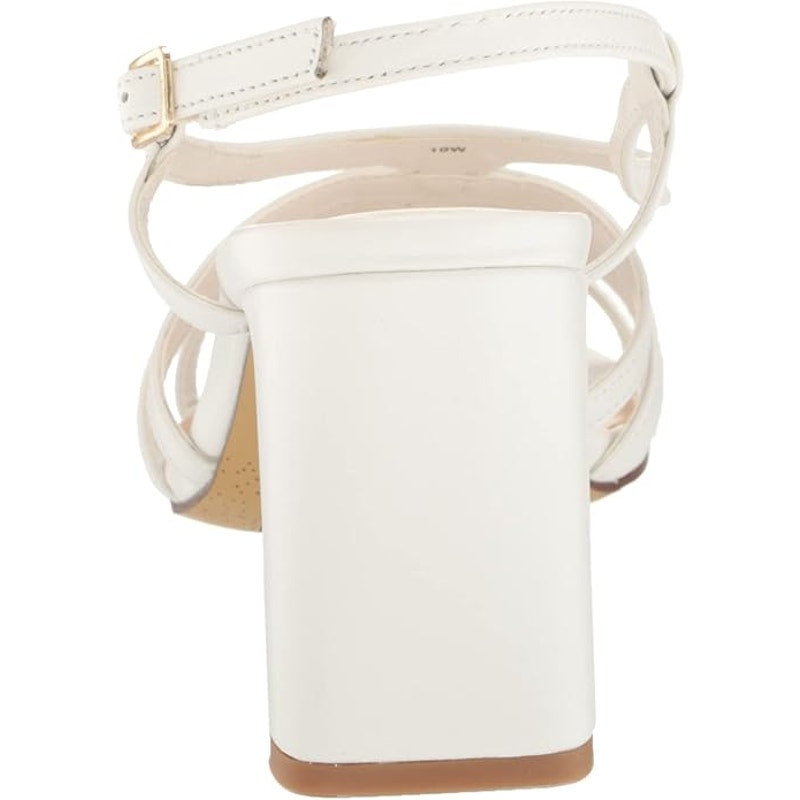 Bella Vita Gretta Heeled Sandal White Leather, 7 Wide, Strappy Buckle Dress Heel