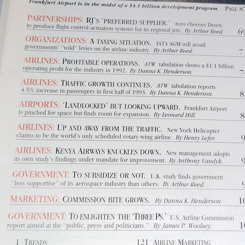 Vintage Air Transport World - Airlines Clean Up! October 1993 Magazine