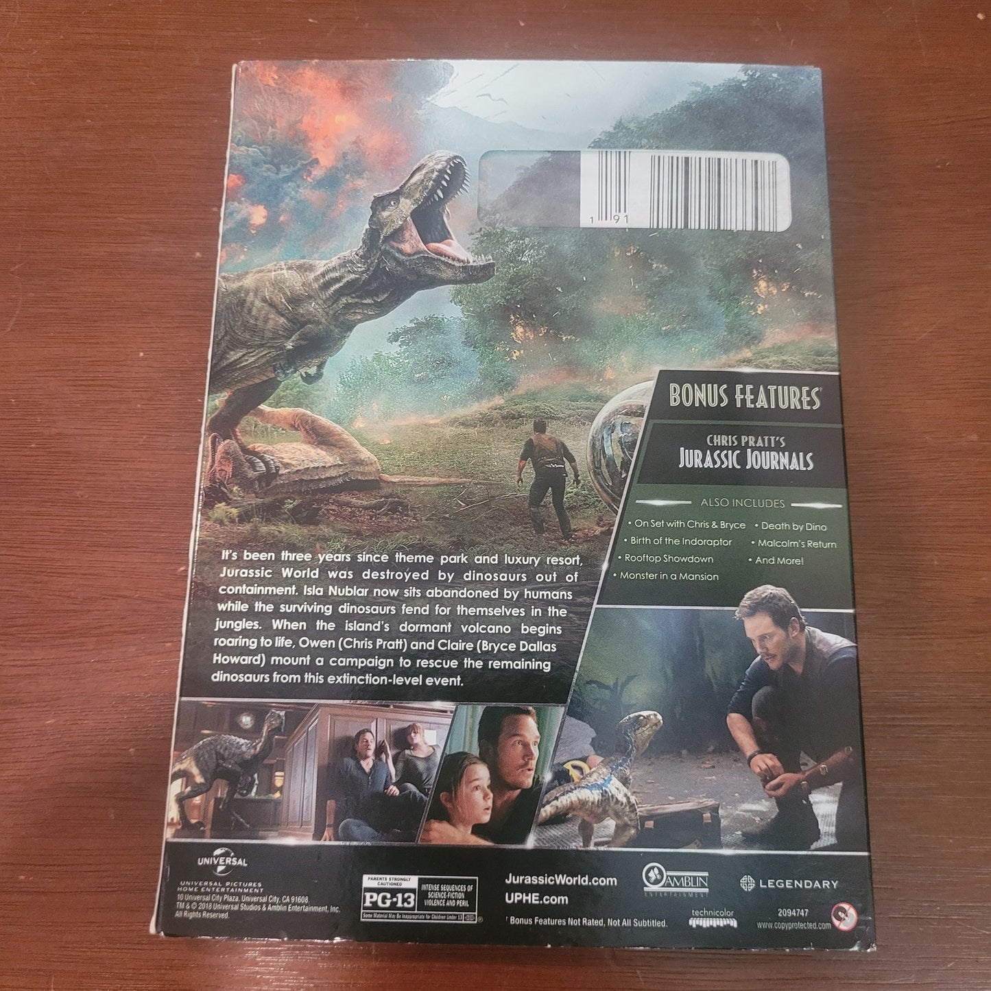 Jurassic World: Fallen Kingdom DVD 2018 – Action Adventure, Chris Pratt, Bryce