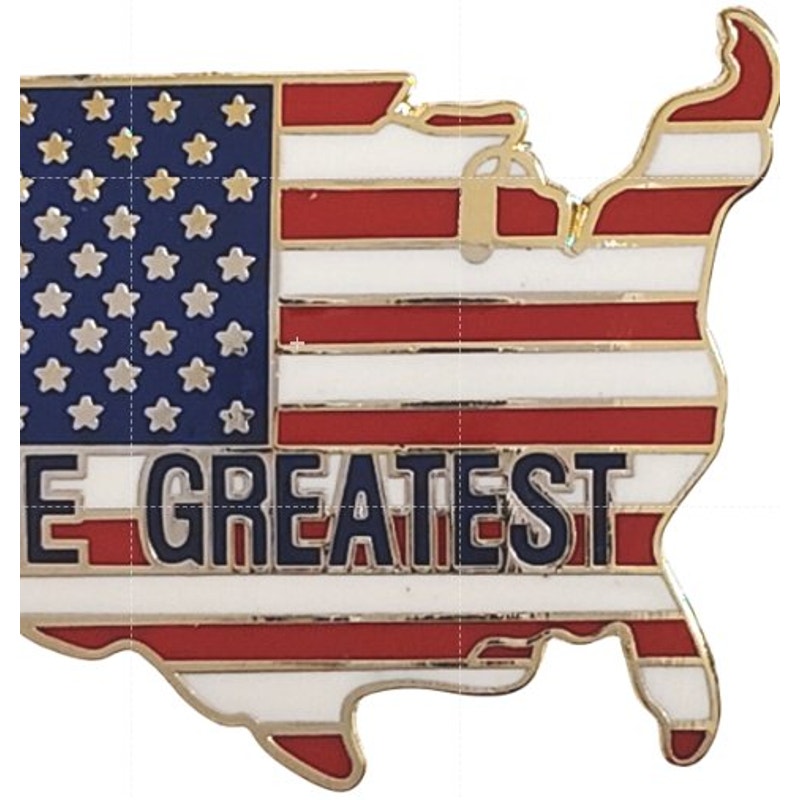 USA “The Greatest” Map Novelty Hat Lapel Pin American Flag Patriotic 1‑1/4" × 1"