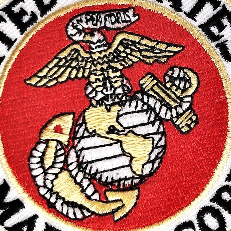 USMC Eagle Globe Anchor Novelty Patch Rare White Background 4" Iron‑On Sew‑On