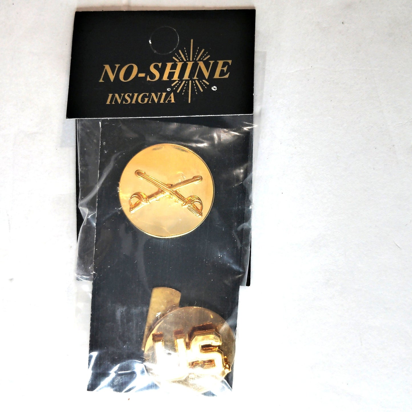 U.S. Army Enlisted Cavalry Novelty Hat Lapel Pin Set Gold Tone 1" Discs, NIP