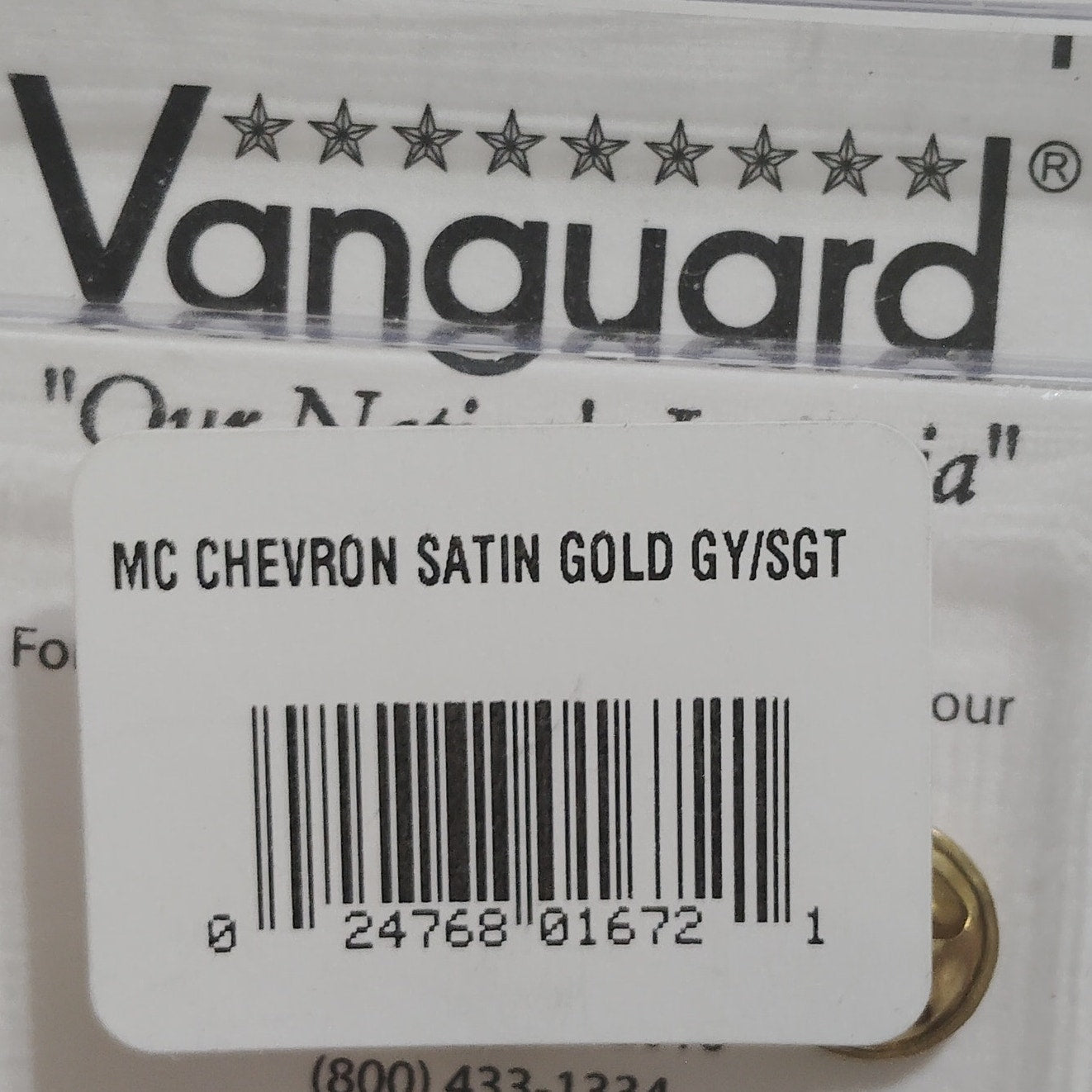 USMC Gunnery Sergeant Chevron – Satin Gold – 7/8" × 1.25" – Pair