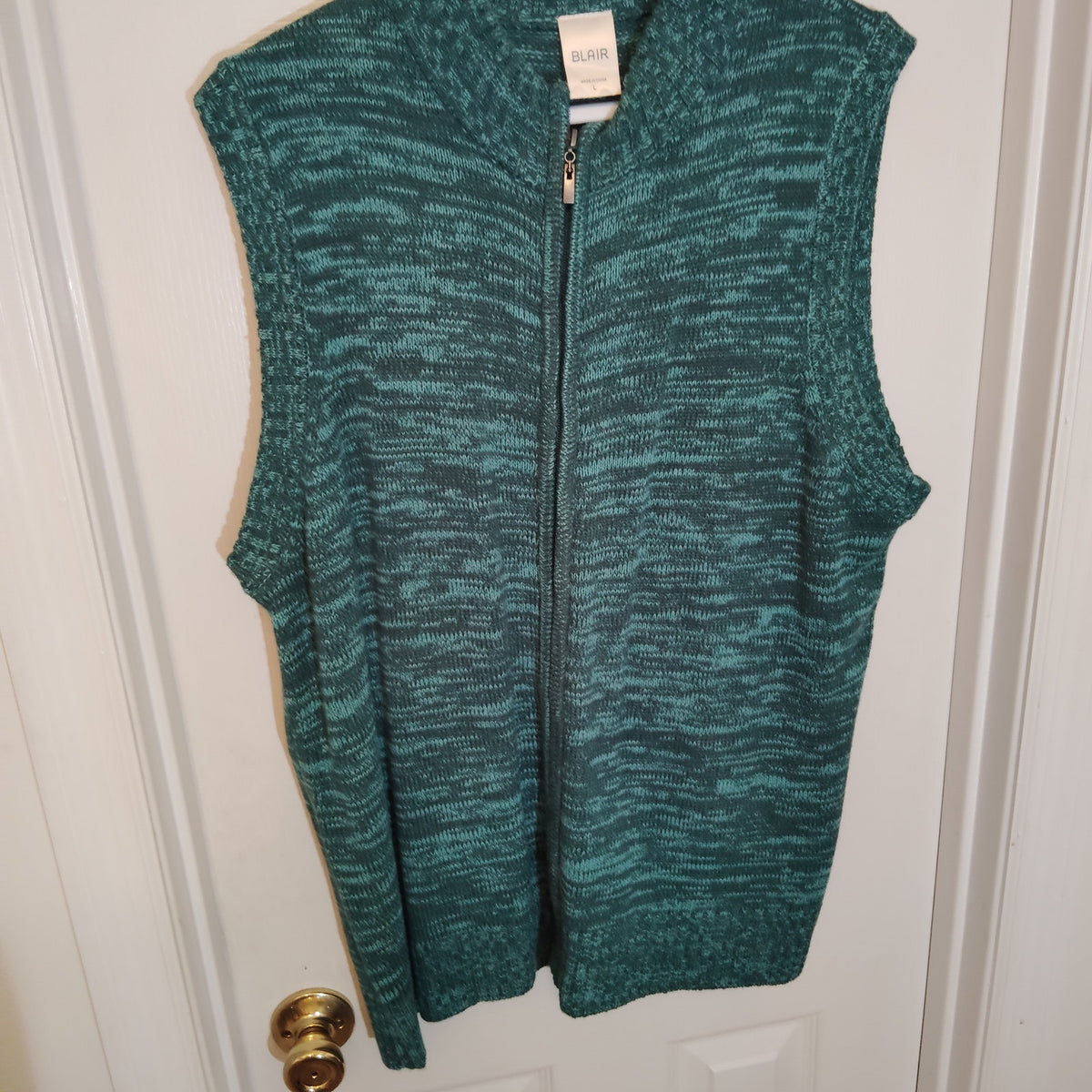 Blair Forest Green Top & Teal Space Dye Vest Set Women’s Large Excellent Estate