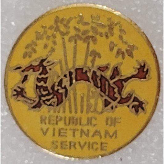 Republic of Vietnam Service Novelty Hat/Lapel/Brooch Pin, Enamel Metal, 1"D