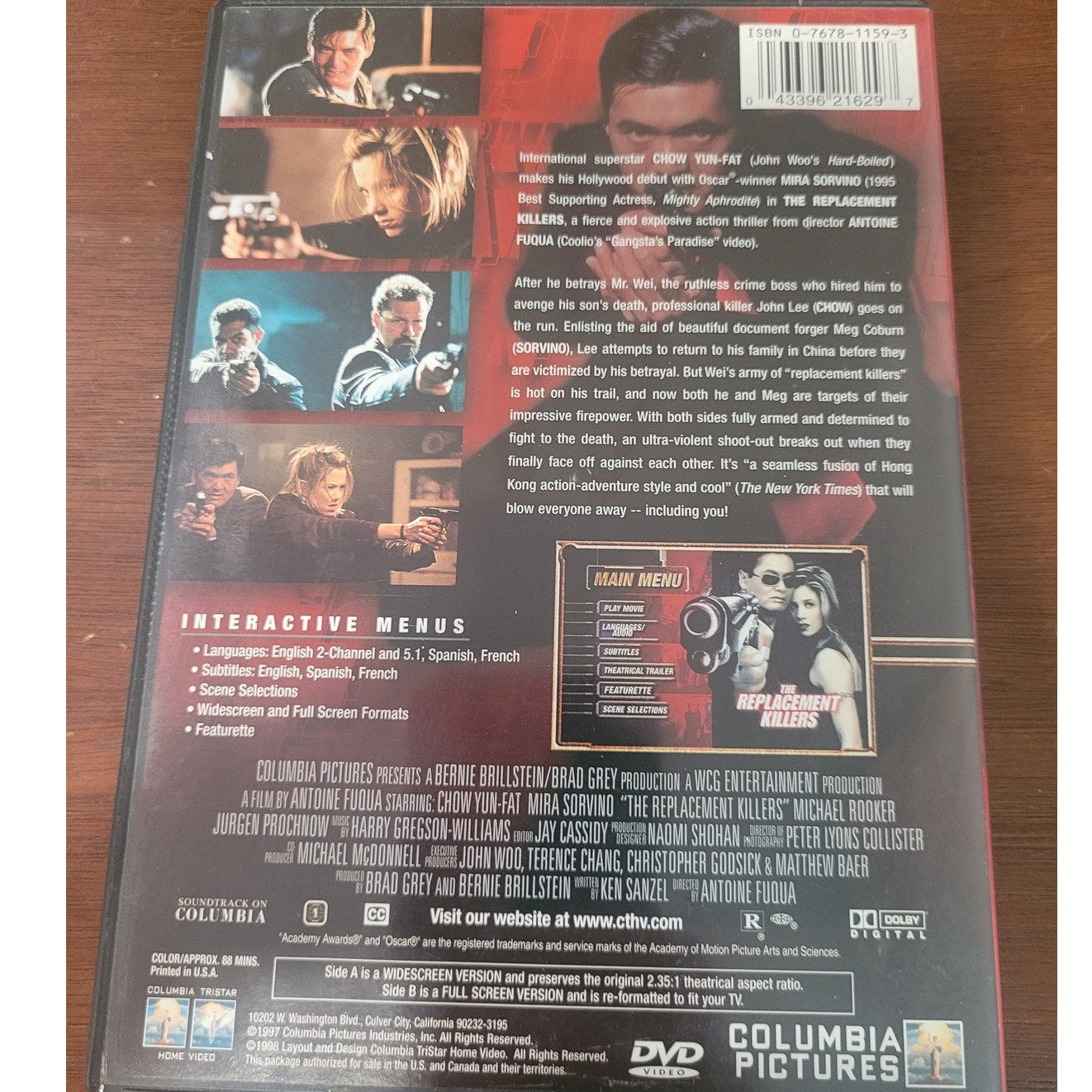 The Replacement Killers DVD 1998 Action Thriller – Chow Yun-Fat, Mira Sorvino