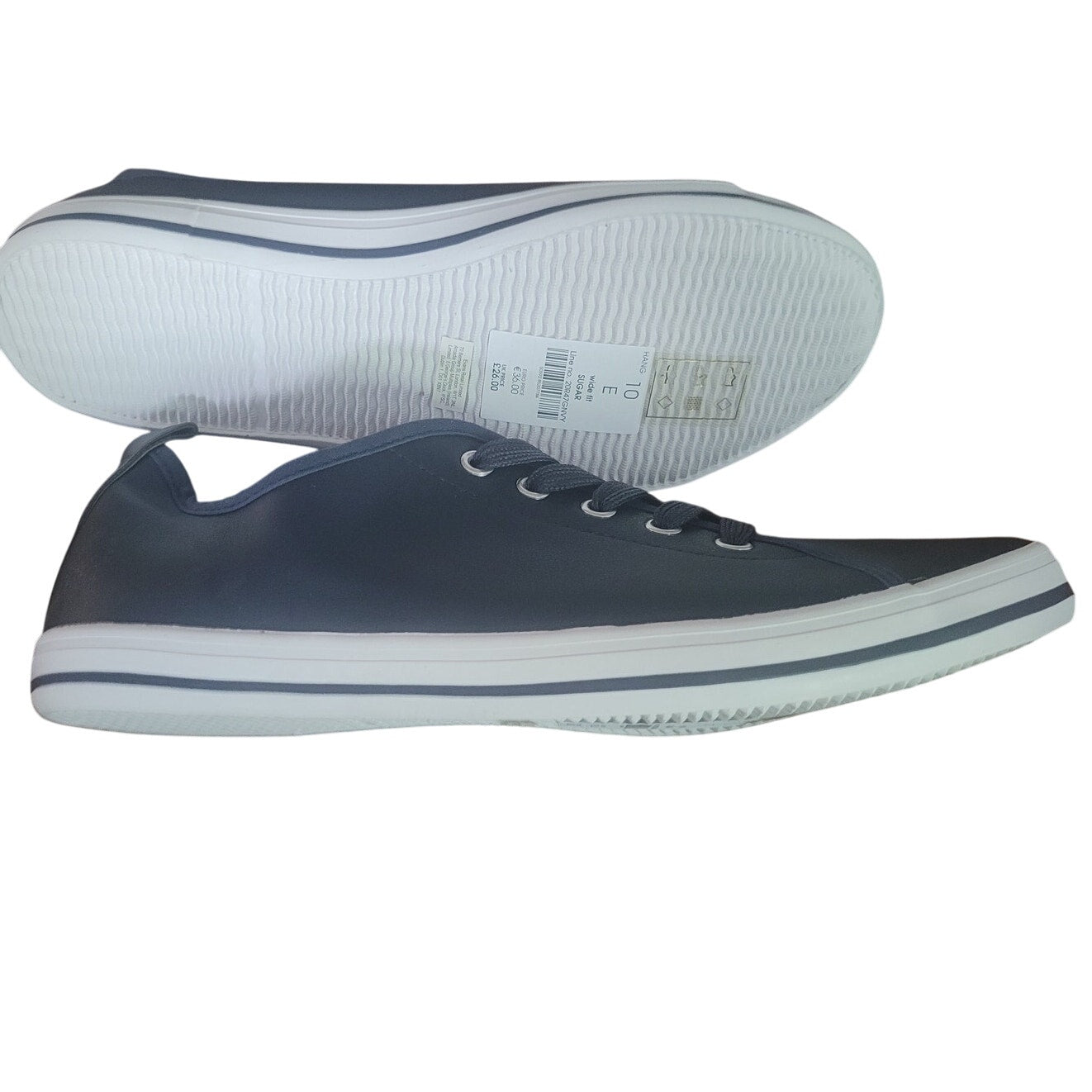 EVANS Women’s Navy Sneaker – Wide Fit, Metallic Sheen, Size 10W