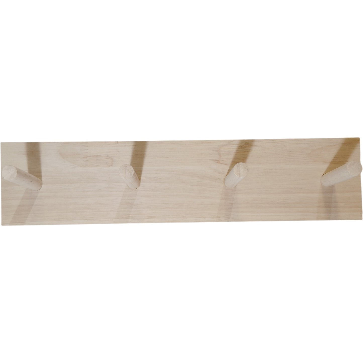 Natural Wood Wall-Mounted Coat Rack – 4 Pegs – 13" x 3" x 3"