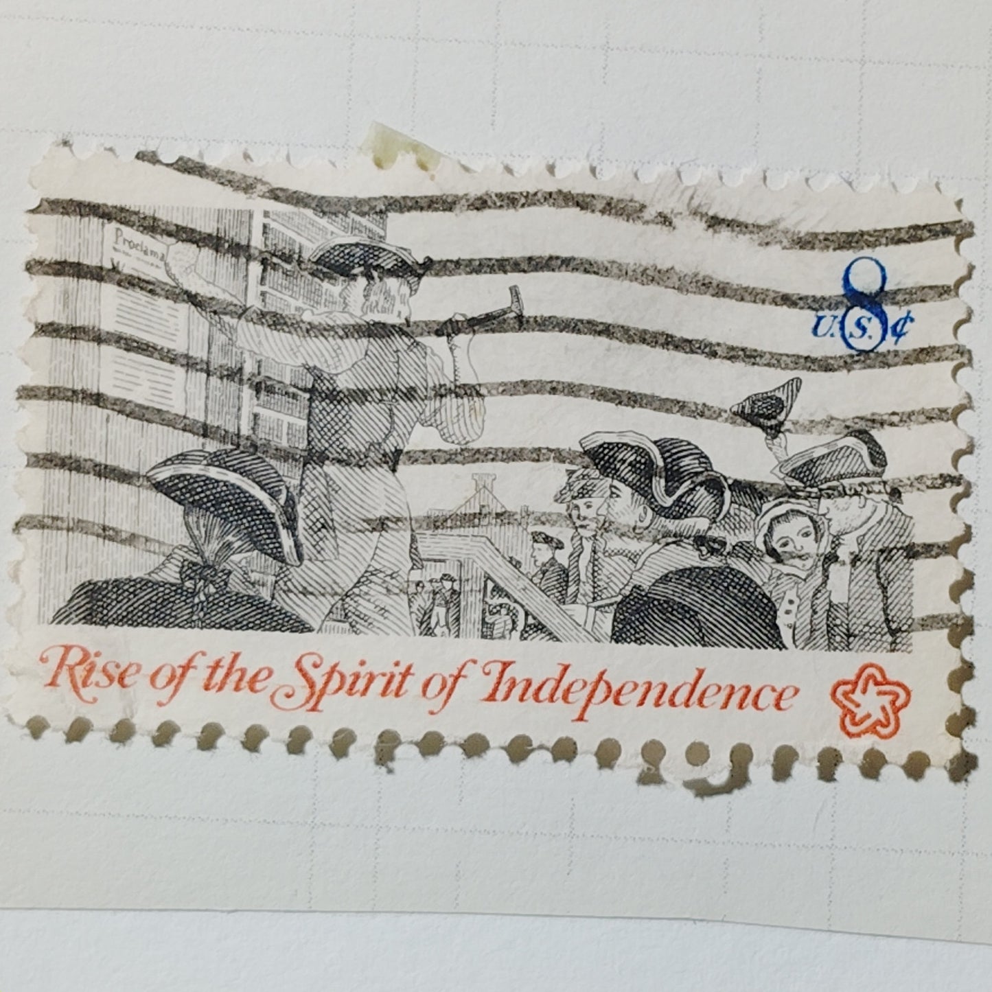 1973 US Postage Stamp Scott #1477 8c Spirit of Independence Broadside Used