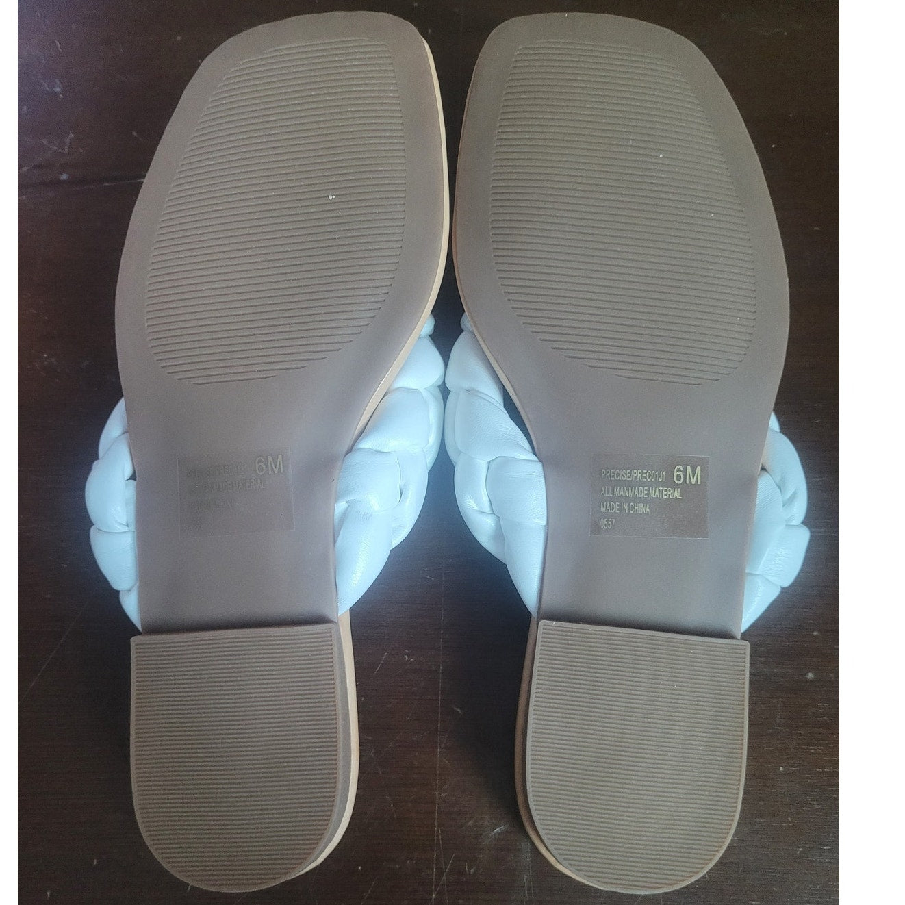 Madden Girl Precise Sandal – White Paris, Women’s 6, Braided Thong Flat Slip-On